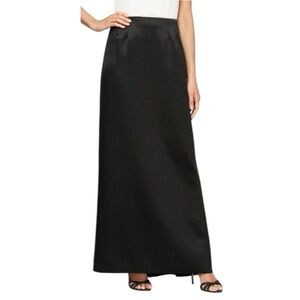 Collections - Black Satin Maxi Skirt - 10